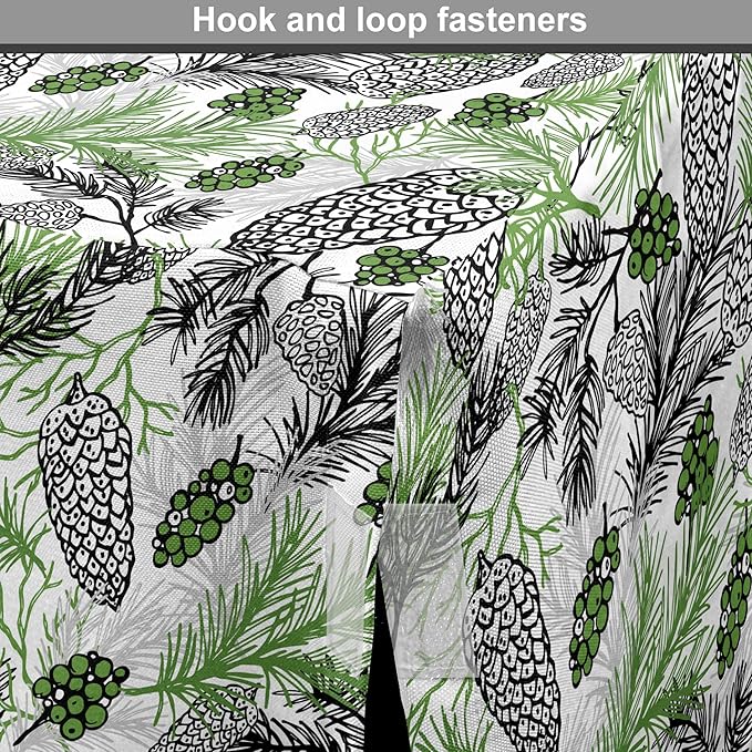 Lunarable Green Xmas Dog Crate Cover, Pine Cones and Holiday Theme Plants Fir Tree Motifs Print, Easy to Use Pet Kennel Cover for Small Dogs Puppies Kittens, 18 Inch, White Fern Green