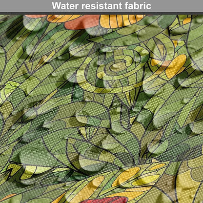 Ambesonne Floral Dog Crate Cover, Funky Flower Foliage Bush with Fractal Retro Jungle Art Design, Easy to Use Pet Kennel Cover for Medium Large Dogs, 42 Inch, Olive Green