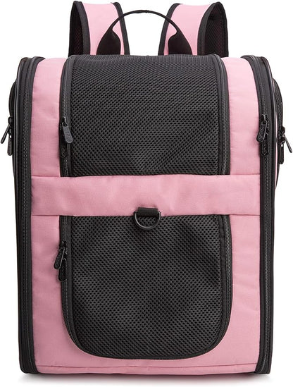Apollo Walker Pet Carrier Backpack for Large/Small Cats and Dogs, Puppies, Safety Features and Cushion Back Support for Travel, Hiking, Outdoor Use (Pink)