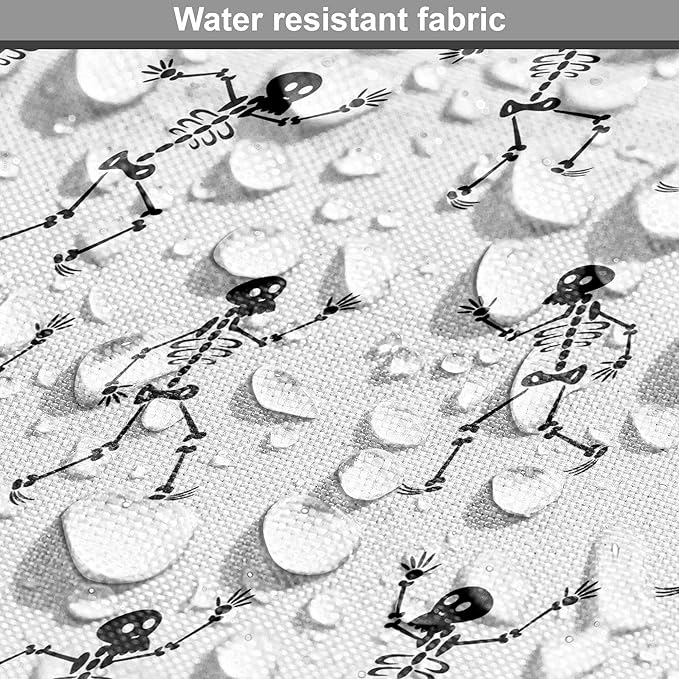 Lunarable Skull Dog Crate Cover, Cartoon Pattern of Monochrome Skeletons Halloween Themed Illustration Horror, Easy to Use Pet Kennel Cover for Medium Large Dogs, 36 Inch, White Black