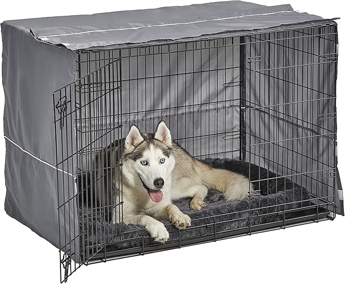 New World Dog Crate Comfort Kit by, Matching Dog Crate Cover & Dog Bed to Make Your Dogs Crate Their Home, Compatible with Midwest Homes for Pets & New World Dog Crates, Fits 42-Inch Dog Crate, Gray