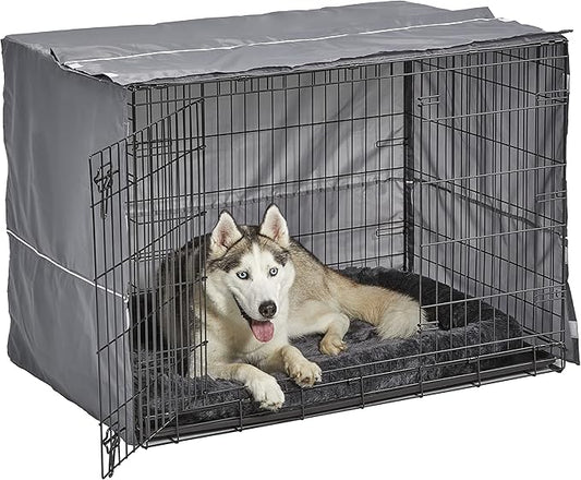 New World Dog Crate Comfort Kit by, Matching Dog Crate Cover & Dog Bed to Make Your Dogs Crate Their Home, Compatible with Midwest Homes for Pets & New World Dog Crates, Fits 42-Inch Dog Crate, Gray
