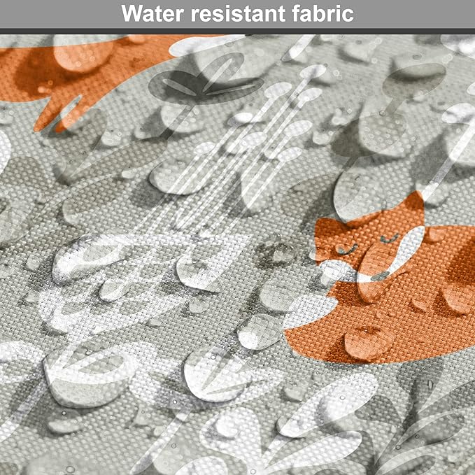 Lunarable Autumn Fall Dog Crate Cover, Fox Animal Sleeping in The Forest Plants Woodland Wildlife Theme, Easy to Use Pet Kennel Cover for Medium Large Dogs, 48 Inch, Orange Grey White