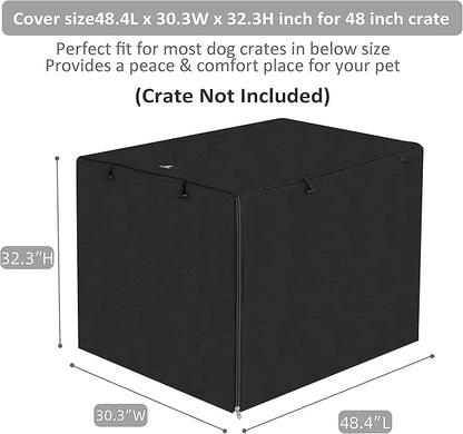 X-ZONE PET Double Door Dog Crate Cover - Polyester Pet Kennel Cover (Fits 24 30 36 42 48 inches Wire Crate) (48 Inch, Black)