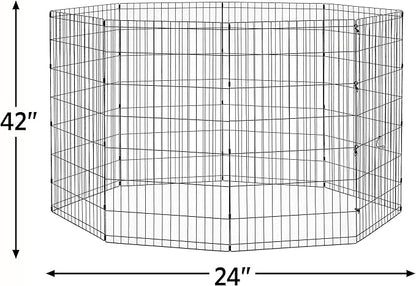 New World Dog Exercise Pen & Playpen, 24" W x 42" H, No Door, Black