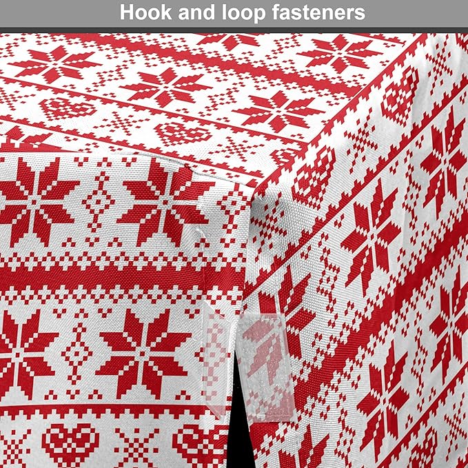 Ambesonne Christmas Dog Crate Cover, Scandinavian Tradition Fashion Nordic Borders Geometrical Pixel Retro Style, Easy to Use Pet Kennel Cover for Medium Large Dogs, 42 Inch, Orange White