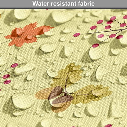 Lunarable Autumn Pumpkin Dog Crate Cover, Seasonal Image with Fall Botanical Elements Leaves and Acorns, Easy to Use Pet Kennel Cover for Cats & Medium Dogs, 24 Inch, Pastel Yellow Multicolor