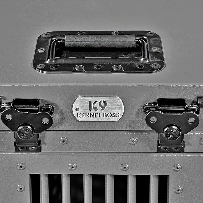 Heavy Duty Fully Collapsible Powder-Coated Aluminum Dog Crate - Small (Gray)