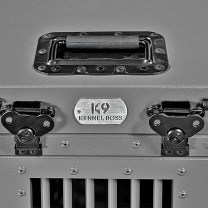 Heavy Duty Fully Collapsible Powder-Coated Aluminum Dog Crate - Small (Gray)
