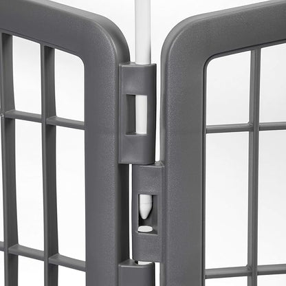 IRIS Exercise 8 Panel Pen Panel Pet Playpen with Door - 34 Inch, Gray with IRIS Exercise 2 Panel Add On Panel Pet Playpen with Door - 34 Inch, Gray