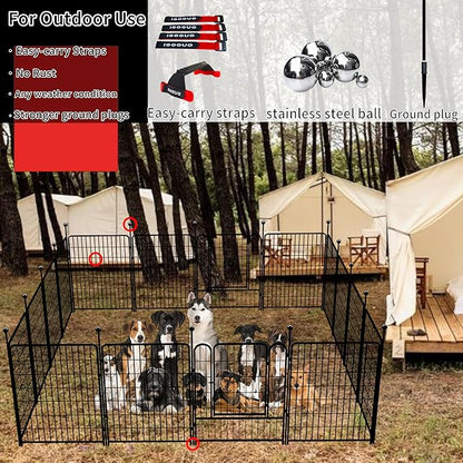 Dog Playpen Outdoor for Medium/Large Dogs 36'' High, 2 Add-On Heavy Duty Dog Playpen with Rustproof and Sturdy Stakes, 3ft Dog Fence for RV Camping