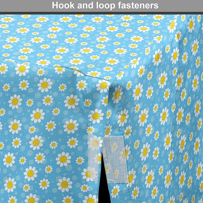 Lunarable Yellow and Blue Dog Crate Cover, Graphic Daisies Chamomiles Summer Nature Pattern with Dots, Easy to Use Pet Kennel Cover for Small Dogs Puppies Kittens, 22 Inch, Aqua Marigold White