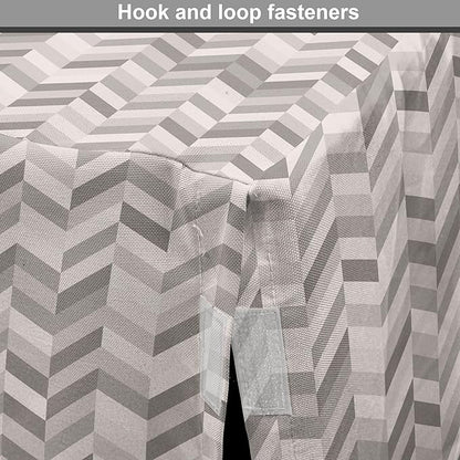 Lunarable Chevron Dog Crate Cover, Monochrome Stripes 3 Dimensional Pattern Geometric Chevron Design Abstract, Easy to Use Pet Kennel Cover for Cats & Medium Dogs, 24 Inch, Taupe and Grey