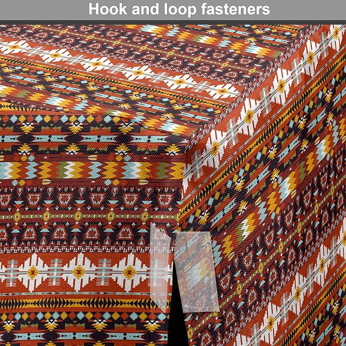 Lunarable Aztec Dog Crate Cover, Ornate Rich Motifs in Autumn Colors Geometric and Floral Design Old Tribal, Easy to Use Pet Kennel Cover for Small Dogs Puppies Kittens, 18 Inch, Orange Yellow Blue