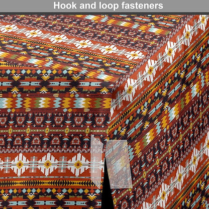 Lunarable Aztec Dog Crate Cover, Ornate Rich Motifs in Autumn Colors Geometric and Floral Design Old Tribal, Easy to Use Pet Kennel Cover for Small Dogs Puppies Kittens, 18 Inch, Orange Yellow Blue