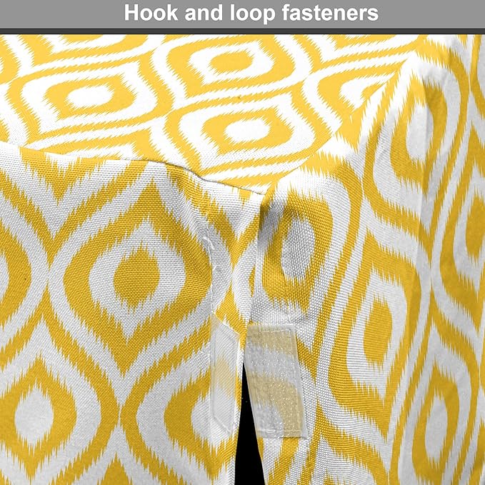 Lunarable Yellow Dog Crate Cover, Geometric Pattern with Ogee Shapes Waves and Curves Design Modern Boho Print, Easy to Use Pet Kennel Cover for Cats & Medium Dogs, 30 Inch, Yellow and White