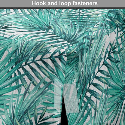 Lunarable Leaf Dog Crate Cover, Fresh Tropical Exotic Island Palm Tree Leaves in Jungle Abstract Watercolor, Easy to Use Pet Kennel Cover for Medium Large Dogs, 36 Inch, Pale Blue and Green
