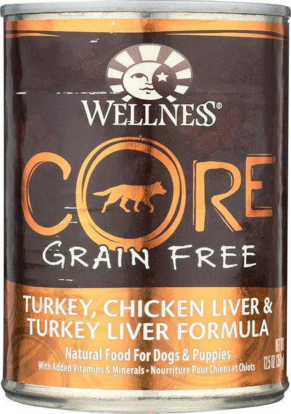 Wellness Core Grain Free Dog Food: Turkey, Chicken Liver, & Turkey Liver Formula, 12.5 oz