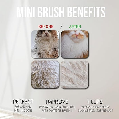 Mini Brush for Dogs and Cats - Coated Tips Massage Skin - Long Pins Remove Mats, Tangles in Long and Poodle Fur