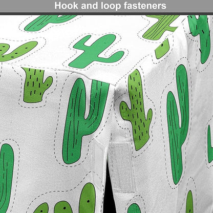 Lunarable Cactus Print Dog Crate Cover, Hand Drawn Cutout Style Cactus Plants Warm Climate Botany with Thorns, Easy to Use Pet Kennel Cover for Medium Large Dogs, 48 Inch, White Lime Green