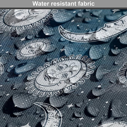 Ambesonne Sun and Moon Dog Crate Cover, Heavenly Bodies in Starry Night Sky Graphic Theme, Easy to Use Pet Kennel Cover for Medium Large Dogs, 48 Inch, Blue Grey