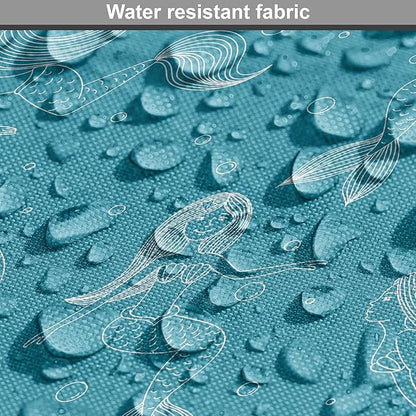 Lunarable Mermaid Tail Dog Crate Cover, Cartoon Design of Aquatic Girl Swimming Underwater Bubbles, Easy to Use Pet Kennel Cover for Medium Large Dogs, 36 Inch, Dark Turquoise Ivory