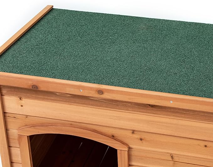 TAKUKA Outdoor Wooden Dog House for Small Medium Large Sized Dogs，Extra Waterproof Durable Dog Kennel with Wooden Floor for Garden Backyard Farm (34" W x 25" D x 23" H)