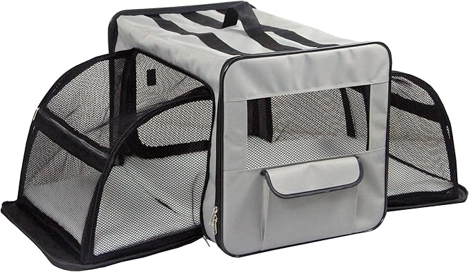 Pet Life Capacious Dual-Sided Travel Expandable Wired Dog Crate - Collapsible and Lightweight Folding Pet Crate with Triple-Space Expansion