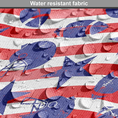 Lunarable Football Dog Crate Cover, Wavy Stripes and National Sport in American USA Inspired Colors, Easy to Use Pet Kennel Cover for Cats & Medium Dogs, 30 Inch, Coral Violet Blue White