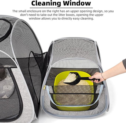 Tenrai Portable Cat Playpen, Trapezoidal Design for Better Standing, Foldable Pet Tent for Outdoor and Indoor Use of Puppy and Kitten, Dog Play Enclosure, Cat Condos & Houses