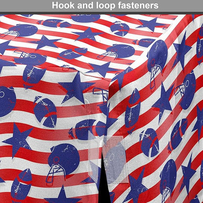 Lunarable Football Dog Crate Cover, Wavy Stripes and National Sport in American USA Inspired Colors, Easy to Use Pet Kennel Cover for Small Dogs Puppies Kittens, 22 Inch, Coral Violet Blue White