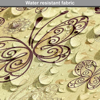Lunarable Yellow and Brown Dog Crate Cover, Butterflies with Lace Style Ornament Spring Season Beauty Nature Print, Easy to Use Pet Kennel Cover for Medium Large Dogs, 48 Inch, Chestnut Brown