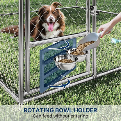 XL Outside Dog Kennel 10x10 ft - Outside Dog Kennel with Roof, Covered Kennels with with Feeding Door, Outdoor Dog Enclosure with Thickened Roof