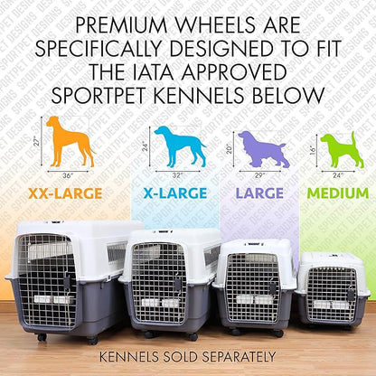 SportPet Designs Plastic Kennels Heavy Duty Wheels Replacement - Set of 4 (CM-10057-CS01)
