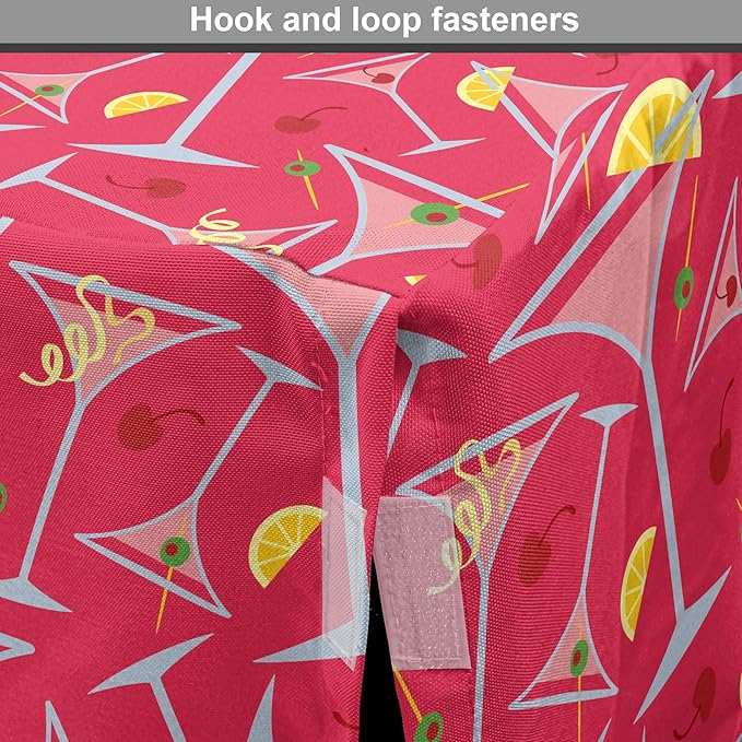 Lunarable Drinks Dog Crate Cover, Exotic Pattern of Tropical Cocktail Party Glasses with Lemons Slice, Easy to Use Pet Kennel Cover for Medium Large Dogs, 42 Inch, Dark Coral Multicolor