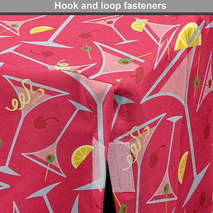 Lunarable Drinks Dog Crate Cover, Exotic Pattern of Tropical Cocktail Party Glasses with Lemons Slice, Easy to Use Pet Kennel Cover for Medium Large Dogs, 48 Inch, Dark Coral Multicolor