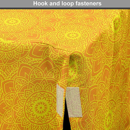 Lunarable Yellow Mandala Dog Crate Cover, Vibrant Colored Abstract Lotus Flowers Native Art Warm Sun Inspired, Easy to Use Pet Kennel Cover for Cats & Medium Dogs, 30 Inch, Yellow Orange