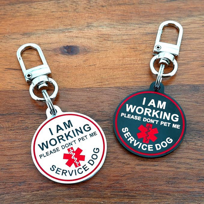 Service Dog ID Tag for Small & Large Dogs - Emotional Support ESA Medical Alert Collar Accessory - Durable Stainless Steel Service Animal Tag - I am Working Service Tag in Silver Small