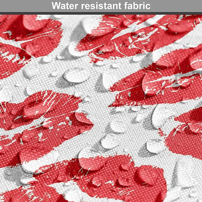 Lunarable Kiss Dog Crate Cover, Rhythmic Make up Red Luscious Lips Lipstick Imprint Illustration, Easy to Use Pet Kennel Cover for Small Dogs Puppies Kittens, 18 Inch, Dark Pink and White