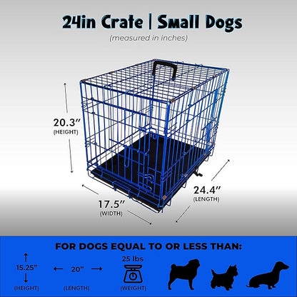 PET Expressions Luxury Colorful 24 Inch Foldable Dog Crate with 2 Doors | Free Training Ebook and Pet Calming Music | 3 Colors & 3