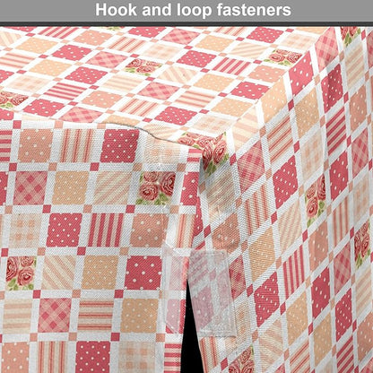 Lunarable Dusty Rose Dog Crate Cover, Patchwork Inspired with Different Patterned Squares Shabby Form Style, Easy to Use Pet Kennel Cover for Medium Large Dogs, 36 Inch, Salmon Dark Coral