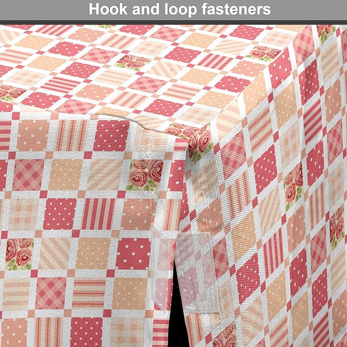 Lunarable Dusty Rose Dog Crate Cover, Patchwork Inspired with Different Patterned Squares Shabby Form Style, Easy to Use Pet Kennel Cover for Cats & Medium Dogs, 30 Inch, Salmon Dark Coral