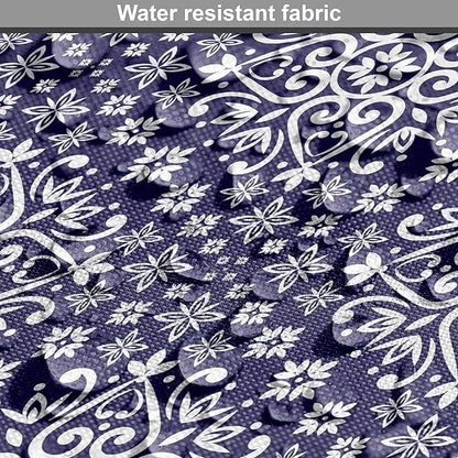 Lunarable Royal Blue Dog Crate Cover, Antique Moroccan Style Exotic Orient Inspired Ceramic Pattern Print Art, Easy to Use Pet Kennel Cover for Medium Large Dogs, 22 Inch, Indigo and White