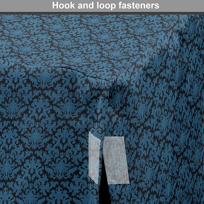 Lunarable Damask Blue Dog Crate Cover, Repetition with Rococo Inspired Royal Style Ornamental Pattern, Easy to Use Pet Kennel Cover for Small Dogs Puppies Kittens, 18 Inch, Dark Grey and Turquoise