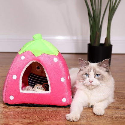 Spring Fever Hamster Guinea Pig Rabbit Dog Cat Chinchilla Hedgehog Bird Small Animal Pet Bed House Hideout Cage Accessorie C Pink M (14.2 * 14.2 inch)