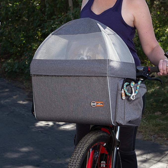 K&H Pet Products Travel Bike Basket Hood for Pets Classy Gray Large 12.5 X 16 X 13 Inches