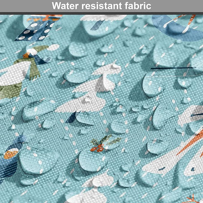 Lunarable Christmas Dog Crate Cover, Winter Games Theme Pattern with Snowman Trees Snowboard Reindeer and Adults, Easy to Use Pet Kennel Cover for Cats & Medium Dogs, 24 Inch, Multicolor