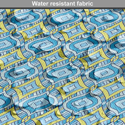 Lunarable Yellow and Blue Dog Crate Cover, Hand Drawn Abstract Ornament Rhombus Shapes Mosaic Vintage, Easy to Use Pet Kennel Cover for Medium Large Dogs, 42 Inch, Blue Aqua Yellow