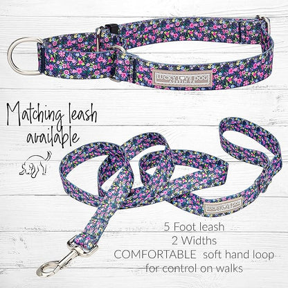 Lucky Love Dog Martingale Collar and Leash Set, Premium No Slip Collar for Large Dogs, Flower Martingale Collar for Girl Dogs, Great for Whippets, Greyhounds, and More (Primrose, Medium - Combo)