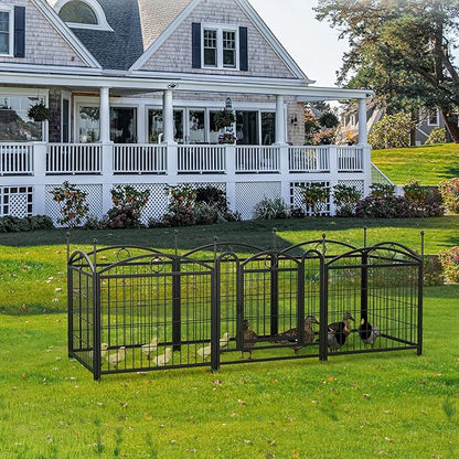 24" H Dog Crate Dog Playpen 8 Panels Furniture Heavy Duty Dog Fence Door with Side Openings,for Large Medium Small Dogs Indoor Outdoor Foldable Pet Exercise Pen,Black